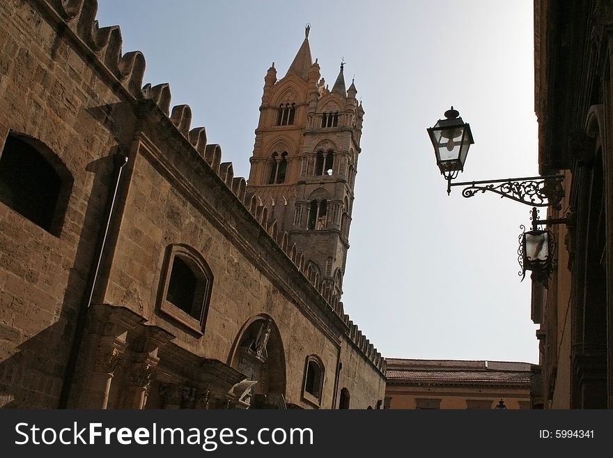 Lateral view of the cathedral of Palermo, Sicily. Lateral view of the cathedral of Palermo, Sicily