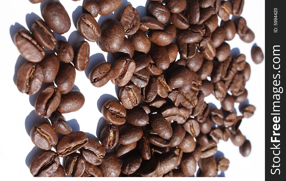 Coffee Beans against a white background.