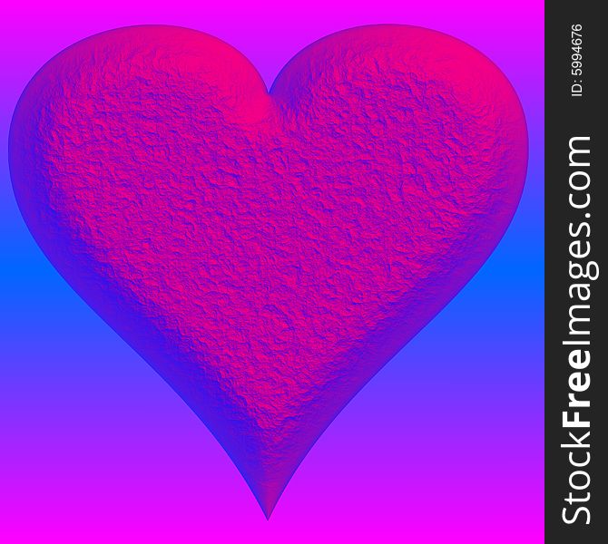 Big psychedelic tile with a rough beveled 3d heart in fuchsia and blue. Big psychedelic tile with a rough beveled 3d heart in fuchsia and blue