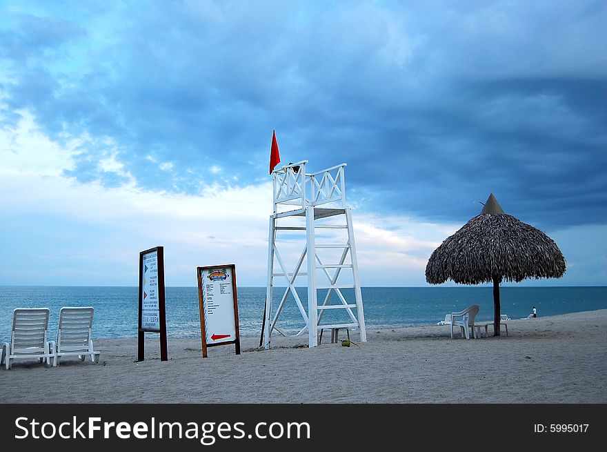 Life guard tower in a beach resort