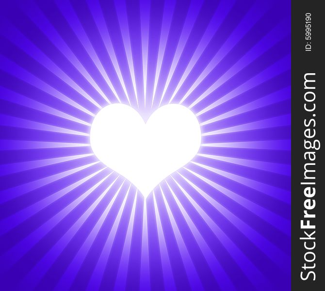 Big heart in shiny blue background. Big heart in shiny blue background