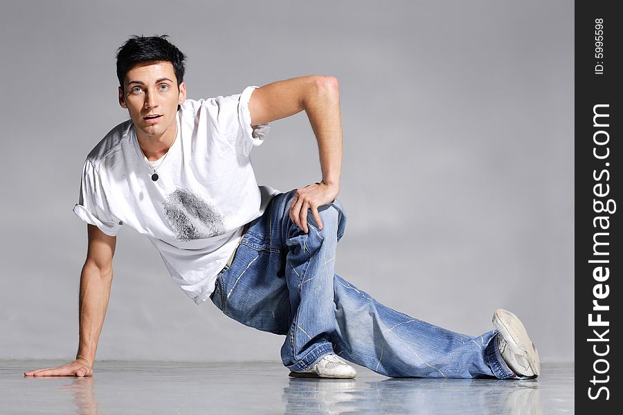 Stylish and cool breakdance style dancer posing. Stylish and cool breakdance style dancer posing