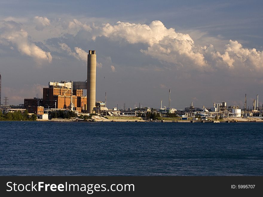 Coal burning power plant on the St. Clair river. Coal burning power plant on the St. Clair river
