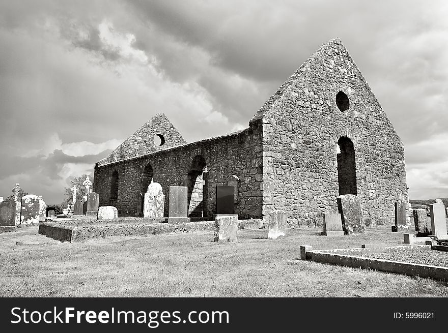 Old church and cemetery in rural Ireland. Old church and cemetery in rural Ireland