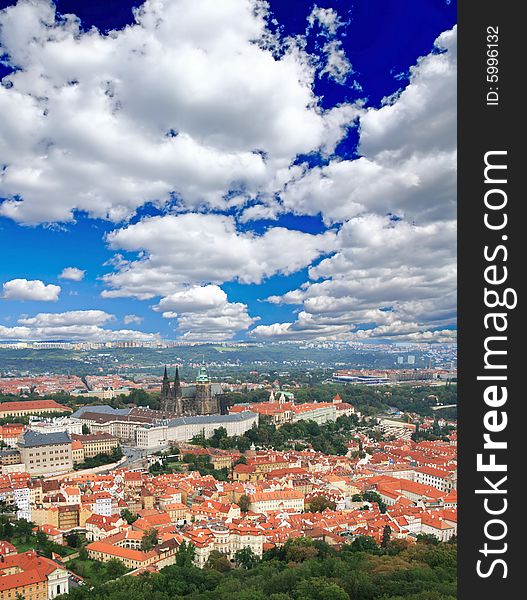 The aerial view of picturesque Prague City Czech Republic. The aerial view of picturesque Prague City Czech Republic