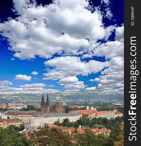 The aerial view of picturesque Prague City Czech Republic. The aerial view of picturesque Prague City Czech Republic
