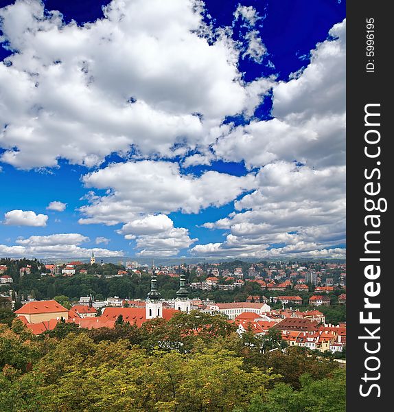 The aerial view of picturesque Prague City Czech Republic. The aerial view of picturesque Prague City Czech Republic