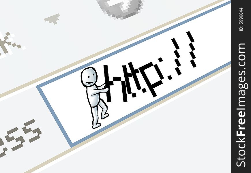 In an address line of a browser the small little man pushes together aside an inscription http. In an address line of a browser the small little man pushes together aside an inscription http.