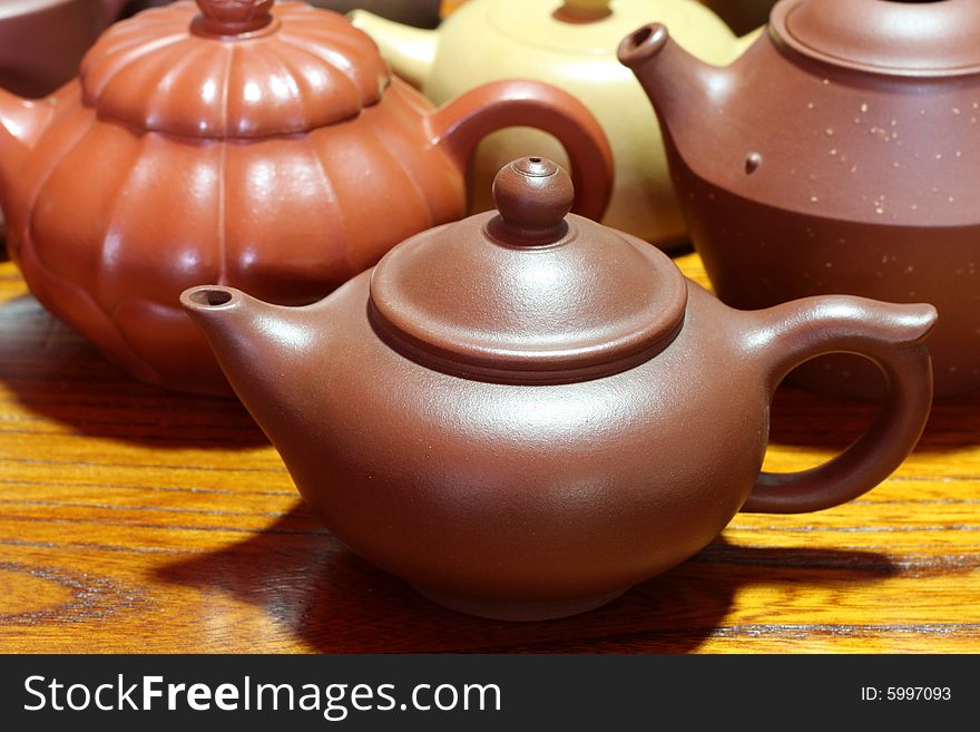 Some zisha teapots from China.