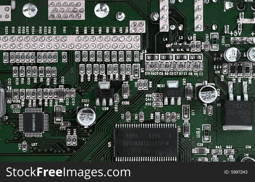 Close up shot of hard drive circuit board