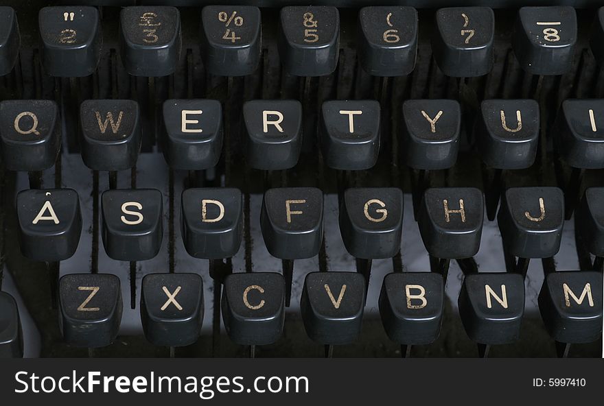 Close up of vintage typewriter keyboard