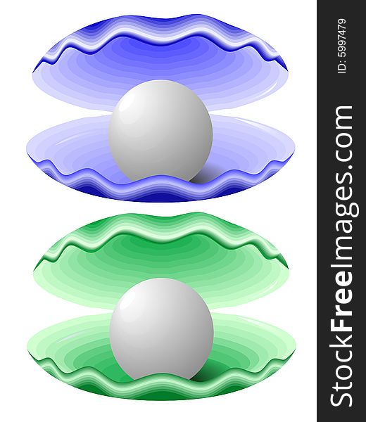 Bowl with pearls in a vector on a white background