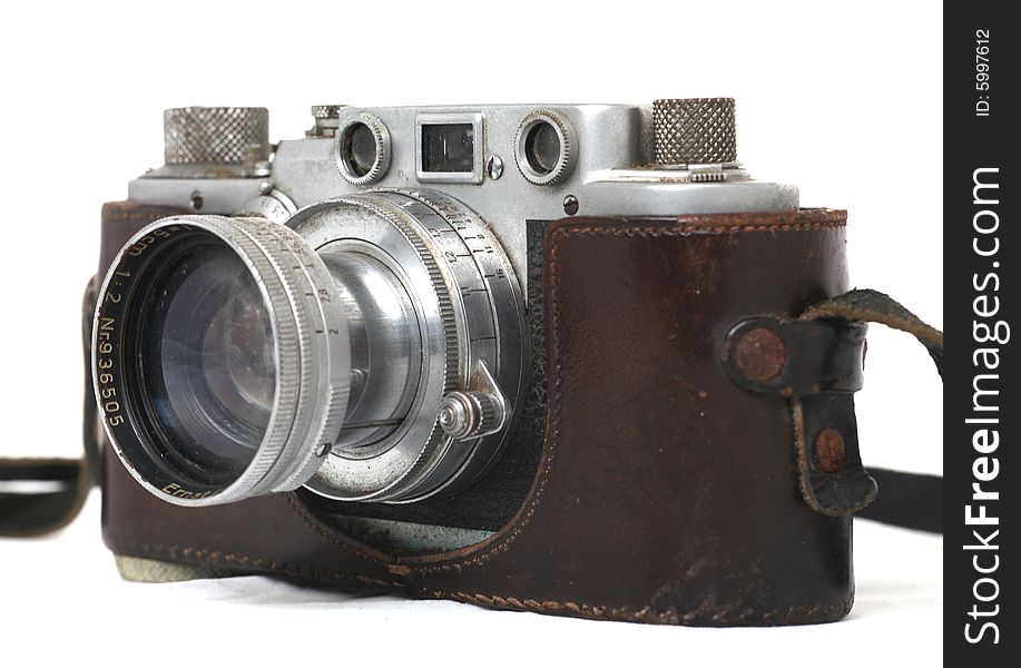 Isolated vintage camera on the white background