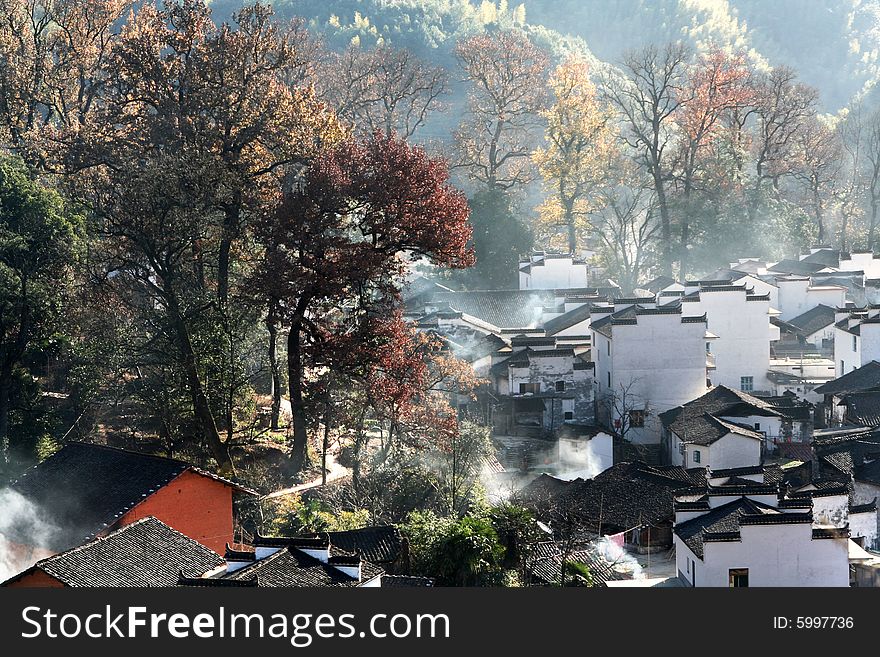 This is a chinese village in the autumn