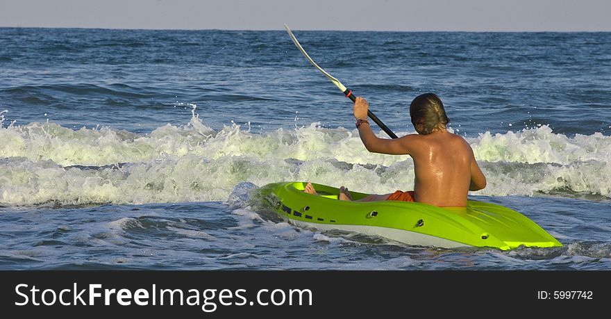 Men on kayak in Black Sea