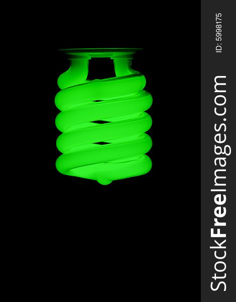 Green energy fluorescent light glowing. Green energy fluorescent light glowing