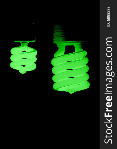 Green energy fluorescent light glowing. Green energy fluorescent light glowing