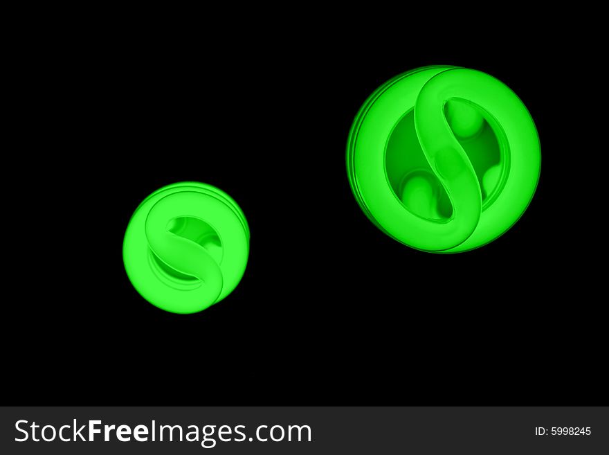 Green energy fluorescent light glowing. Green energy fluorescent light glowing