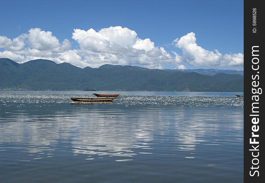 Lugu Lake lanscape, Yunnan province, China, panorama