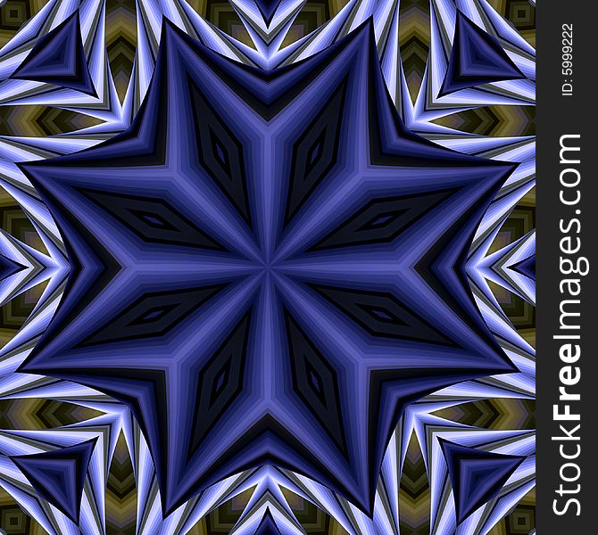 Abstract fractal image resembling a segmented floral star. Abstract fractal image resembling a segmented floral star