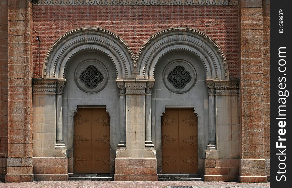 Ancient door made by brick