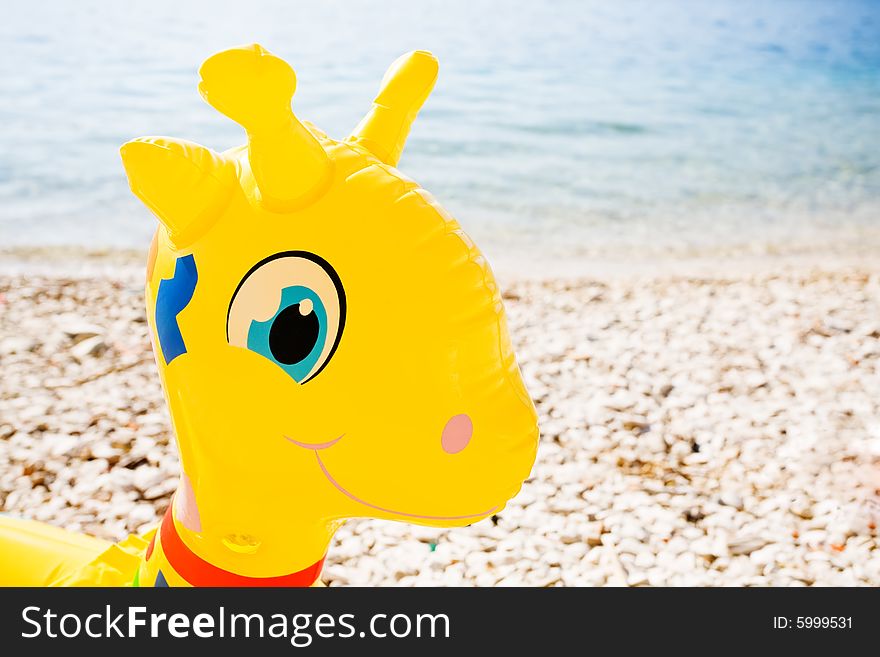 Happy looking yellow inflatable floating toy. Happy looking yellow inflatable floating toy.
