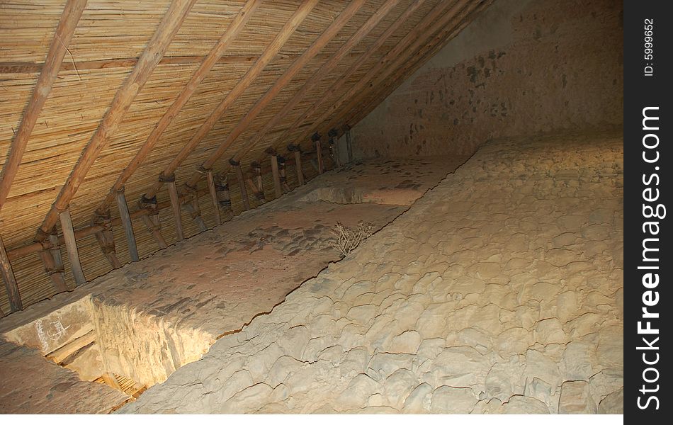 This is a shot of the inside of an incan house, there would have been a second story floor that has since rotted away. the roof is new to represent how it would have looked. This is a shot of the inside of an incan house, there would have been a second story floor that has since rotted away. the roof is new to represent how it would have looked