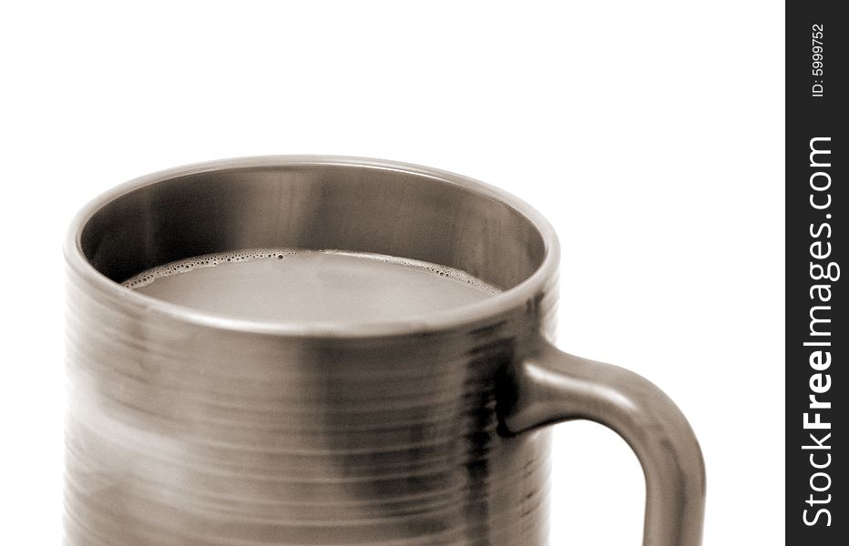 Warm coffee in a ceramic cup. Warm coffee in a ceramic cup.
