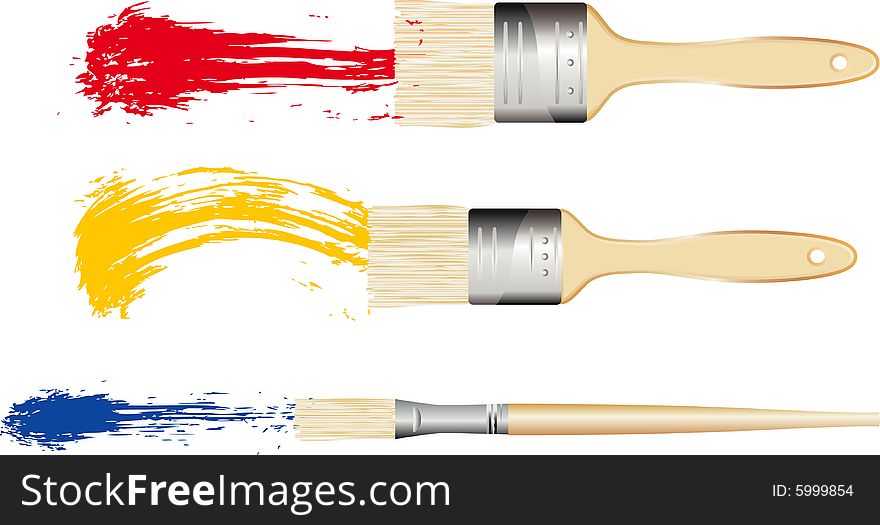 Vector brushes in three colors and dimensions. Vector brushes in three colors and dimensions