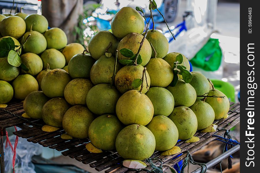 Fresh pomelo fruits at the market