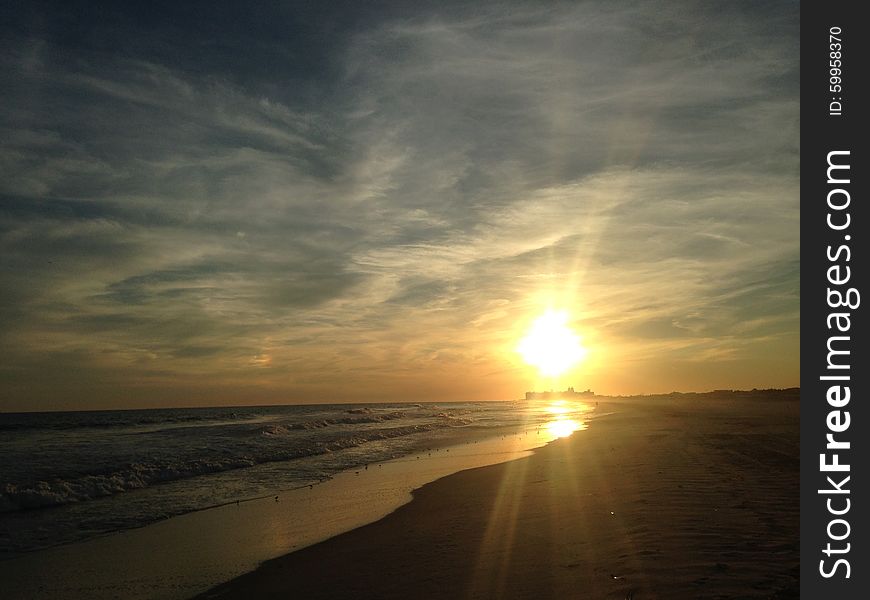 Sunset on Lido Beach, Long Island, New York. Sunset on Lido Beach, Long Island, New York.
