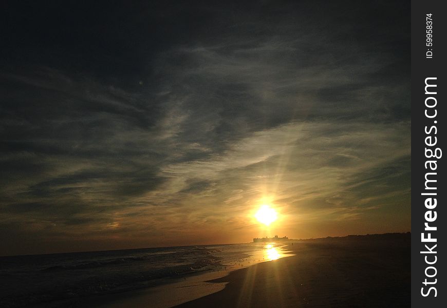 Sunset on Lido Beach, Long Island, New York. Sunset on Lido Beach, Long Island, New York.