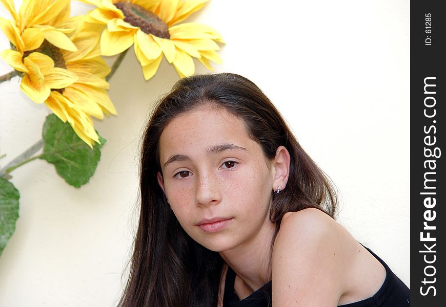 Girl with sunflowers. Girl with sunflowers