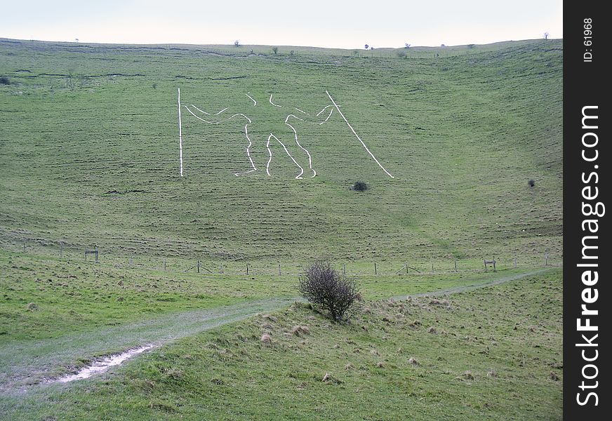 The famous Long Man of Wilmington in Sussex. The famous Long Man of Wilmington in Sussex