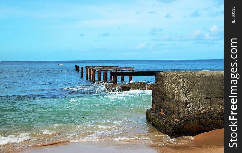 Hurricane damaged pier where Sailing Ships used to dock.