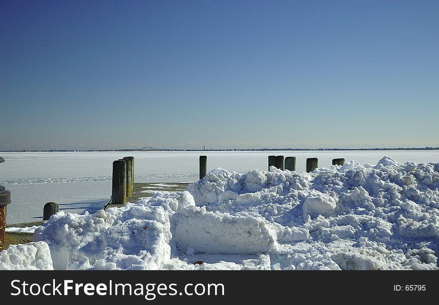 Photo of a Pier after Snow Storm