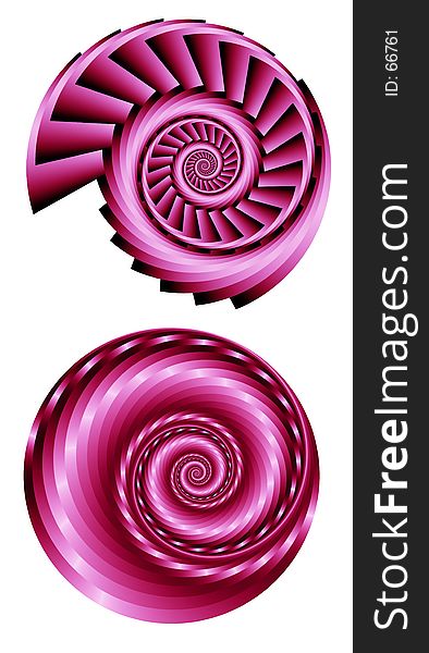 Two Pink Fractal Spirals 2