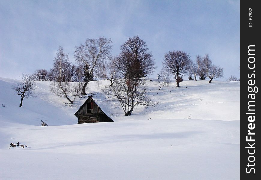 Desolated house/chalet in the winter. Desolated house/chalet in the winter