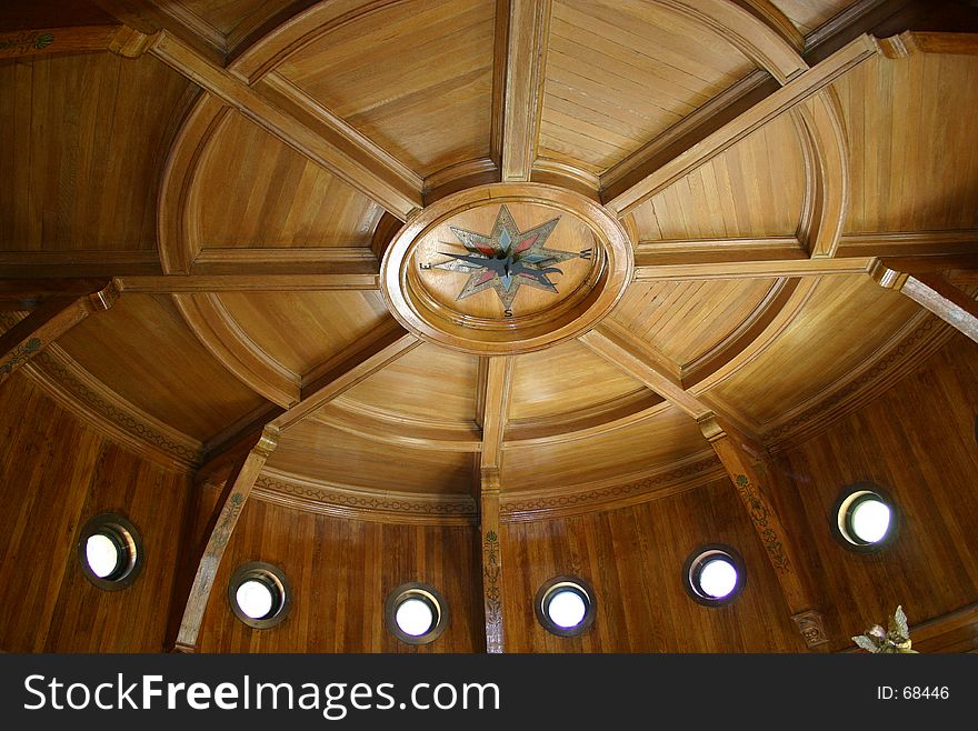 Round room in southern home with compass in ceiling. Round room in southern home with compass in ceiling