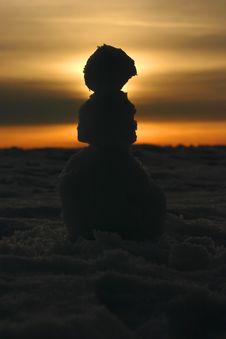 Snowman Sunset Royalty Free Stock Photo Snowman Sunset Royalty Free Stock Photo