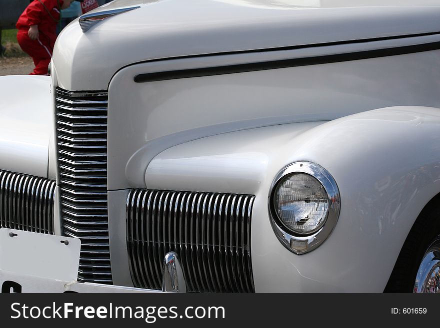 Vintage cars on display, closeup of a Nash. Vintage cars on display, closeup of a Nash