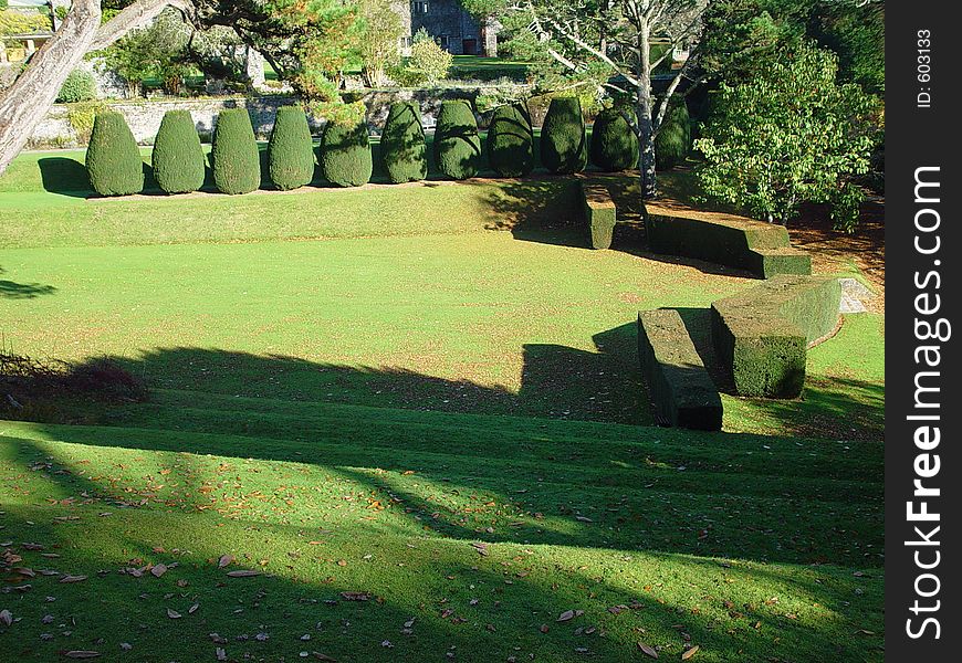 A garden theater in the formal garden of Dartington Hall in Devonshire, United Kingdom. A garden theater in the formal garden of Dartington Hall in Devonshire, United Kingdom