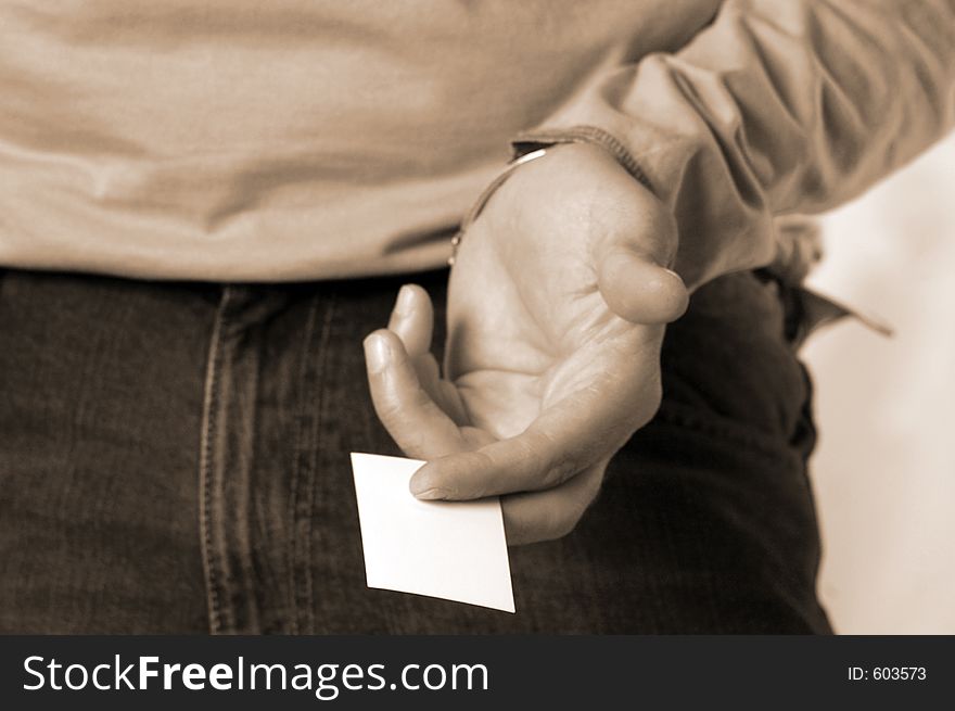 Male hand with blank business card. Male hand with blank business card