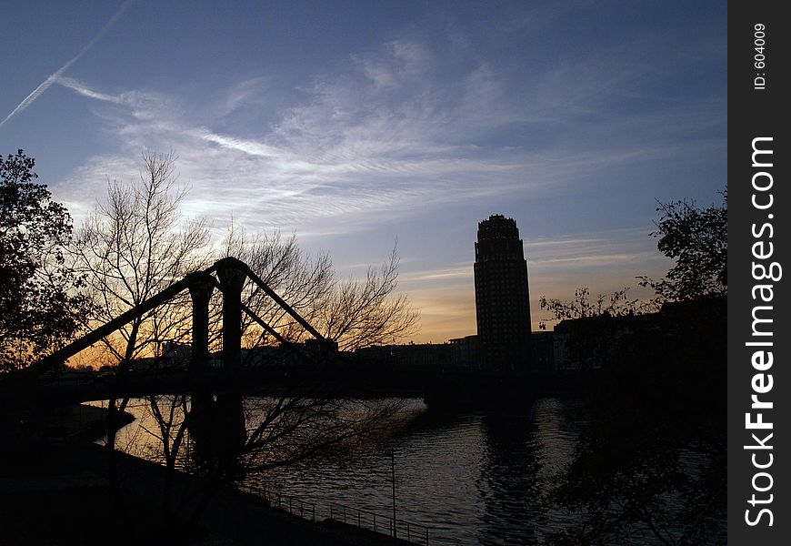 Frankfurt at dusk. Frankfurt at dusk