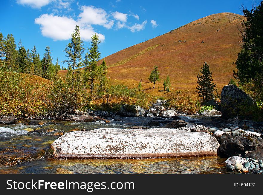 River in the mountais. Altay