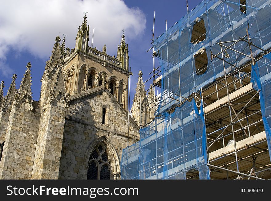 Renovation of historic buildings, Selby Abbey, Yorkshire, UK. Renovation of historic buildings, Selby Abbey, Yorkshire, UK.