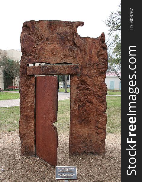 Hemisfair park has this on display and it is labeled La Puerta. Hemisfair park has this on display and it is labeled La Puerta