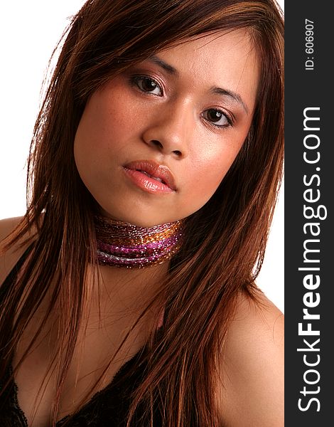 Pretty Asian Girl Head Tilted