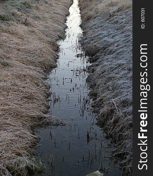 Frozen brook at santibanez de la isla (leon)