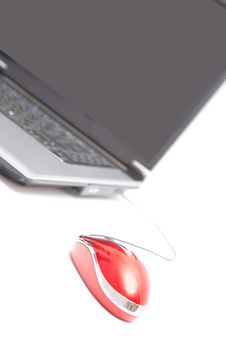 Computer And Red Mouse Royalty Free Stock Photos Computer And Red Mouse Royalty Free Stock Photos